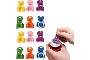 LURORA2021 12 Piezas Abrelatas y Tapa para Latas de Plástico - Abre Botes y Cierra Latas de Refresco, Abrelatas de Bebidas Simples para Coca Cola, Cerveza, Refrescos - Fácil de Usar, Antiderrames, Multicolor