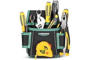 WINHUNT Werkzeugtasche mit Gürtel 9 Taschen, Werkzeuggürtel für Handwerker, Elektriker, Gärtner, 21x7x22cm WH143
