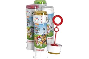 Anila's Paw Patrol Bubble Tubs with Wands, 60ml Solution & Maze Lid, Set of 12, Party Bag Fillers & Favours, Ages 3+