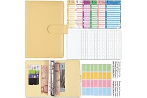 COLAND Classeur enveloppe budget A6 avec pochette argent liquide budget,12 feuilles budget couleur+10 sacs à fermeture éclair transparents+2 étiquettes +2autocollant étanche,envellope budgetaire