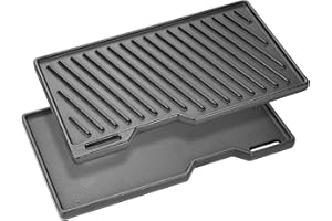 BBQ-YUMMY Piastra in ghisa 41,5 x 23,5 cm per tutti i barbecue a gas della serie Burnhard Fred, accessori Plancha per Rösle Artiso G2, Taino, piastra reversibile in ghisa per Burnhard Fred, Fred JR, Big Fred,