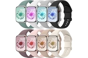 Jiamus 8 Stück Silikon Armbänder Kompatibel mit Apple Watch Armband 38mm 40mm 41mm 42mm(series 10) Damen Herren.Weiches Silikon Sport Ersatzarmband für iWatch Ultra SE Serie10 9 8 7 6 5 4 3 2 1