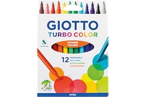 Giotto 71400 Turbo Colouring Fine Tip Pens, Box of 12, Intense Vibrant Colours