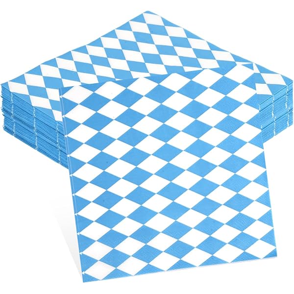Sovie HORECA Servietten „BAVARIA“ – 40x40 Cm, 3-lagig, Blau-weißes Rautendesign, 100 Stück