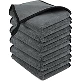 Adiwo Microfibre Car Towel 30 x 40 cm, 6 Pieces 500GSM Car Cloths, Lint Free and Streak-Free, Suitable for Car Maintenance, P