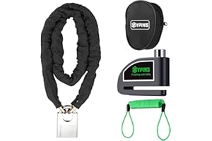 EYPINS Motorcycle Alarm Lock, 110dB Anti-Theft Bike Disc Lock with 1.2m Steel Chain, Waterproof & Shockproof for Scooter/Bicycle