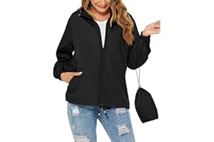Tisfeer Regenjacke Damen Wasserdicht Leicht Regenmantel Windbreaker Packbar Dünne Regenjacken Windjacke mit Kapuze