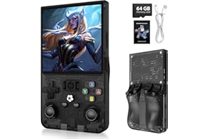 XISKT 2025 New Upgrade R36MAX Retro Handheld Game Console with 64GB Built-in 18000+ Classic Games, Portable Video Gaming Console Linux System 4.0 Inch IPS Screen, 4000mAh Rechargeable Battery-Black