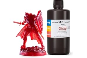 ELEGOO ABS-Like 3.0+ Resina para Impresora 3D Rojo Claro 1000g, Resina de Impresión 3D de Alta Resistencia al Calor, Menor Viscosidad y Contracción, Curado UV LCD 405nm para Impresora 3D