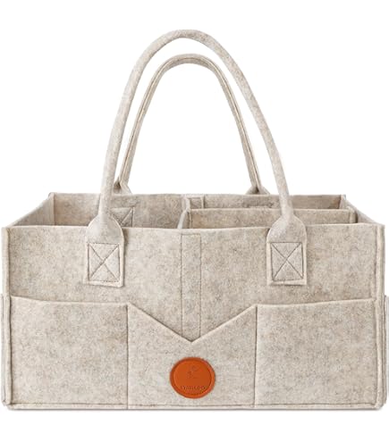 Organizer Per Pannolini In Feltro - Cestino Portatile Con Scomparti, Grigio, Per Neonati - Foto 7