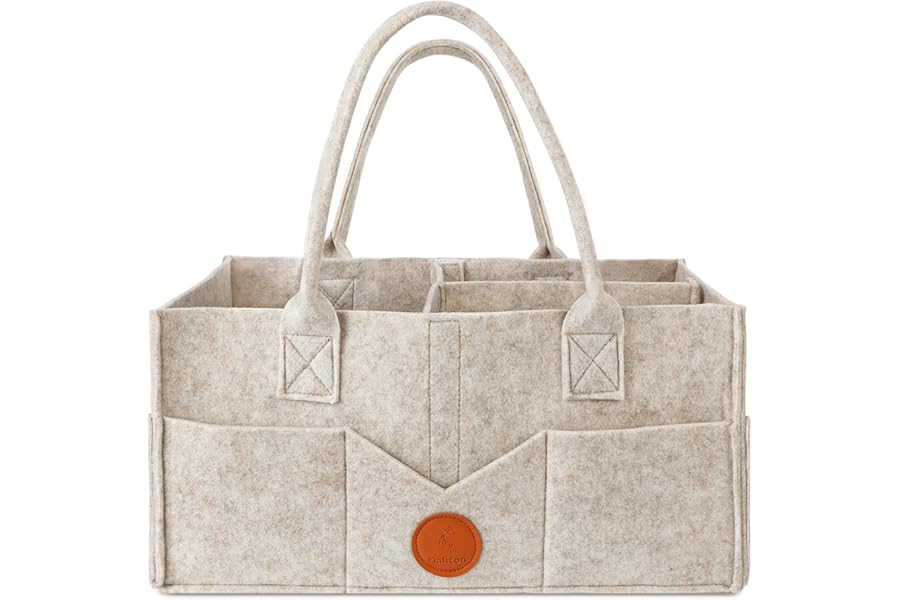 Maliton Nappy Caddy, Newborn Essentials for Diaper Caddy, Sturdy Portable Washable Baby Caddy with Detachable Compartments. Baby Essentials for Newborn, Nappy Organiser for Indoor Outdoor, Khaki