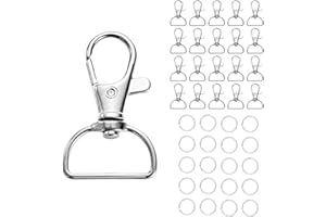 ARTGHJL 40 Piezas Mosquetones Llavero(20 Mosquetones + 20 Anillas Llaveros), Mosqueton llavero, Llaveros Giratorio Mosquetones con Anillo en D, para Manualidades DIY, Bolso, Colgantes, llaveros(Plata)