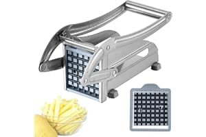 JASFYEE Coupe Frites en Acier Inoxydable, Coupe Frite Professionnel avec Base Antidérapante et Lame de Rechange 36/64 Trous pour La Cuisine Domestique, Coupe de Légumes, Pommes de Terre, Carottes, Concombres