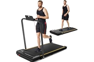 Umay 2-in-1 Portable Under Desk Walking Pad Treadmills for Home Foldable, Folding Walking Running Machine Treadmill with Remote Control, No Assembly