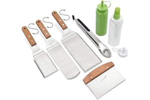 ANMARKO Metal Spatula Set - Griddle Accessories kit - Grill Flat Spatula Pancake Flipper Hamburger Turner - Metal Utensil Great for BBQ