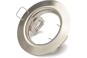 ‎LU-MI 1x Einbaustrahler GU10 Set – 1 Stück Einbaurahmen in Edelstahl gebürstet Optik Inkl. GU10 Fassung für LED oder Halogen Leuchtmittel, Rund