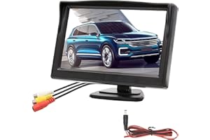 OBEST Écrans LCD 5.0 Pouces De Caméra De Recul,Moniteur Deux Modes AV,Écrans de rétroviseurs Convient pour Voiture, Camions,Automobile