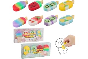 8 stycken barngummi, pastell smak frukt med fruktmotiv, färgglada gommor för barn med glassformer, fruktgommor för barn att s