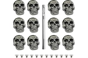 XFSRG Borchie Teschio con Vite di Fissaggio 12 Pezzi Cranio Tappo Vite Borchie Punk Decorare il Cuoio Fai Da Te Bottone Teschio per Borsa Vestiti Scarpe