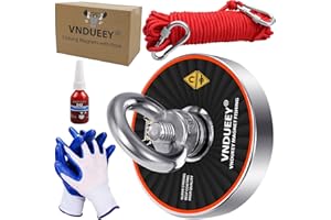 VNDUEEY Magnet Fishing Kit, 318KG - Ø75mm - Super Strong Fishing Magnets Heavy Duty, Neodymium Magnet with Rope (20M), Carabiner, Gloves, Threadlocker for Underwater Salvage, Recovery, Retrieval