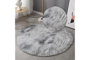 GZQIAWY Okrągły pluszowy dywan do salonu, antypoślizgowy, puszysty, duży dywanik, gruby sypialnia, dekoracyjne dywany, podłoga, miękkie dywany, dywan wypoczynkowy, jasnoszary, 130 x 130 cm