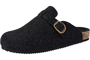 DOKELA Suede Clogs Mens Womens Winter Felt Slippers Leather Comfy Cork Footbed Slip On Garden Shoes Warm House Buckle Mules Size