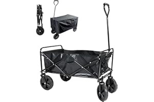 GLOBEWOLF Trolley FOLDABLE 4 Wheel Outdoor Leisure Cart with Weatherproof Cover - Folding Trolley Utility Wagon Travels with 75kg Load - Collapsible Fold Up for Festival, Beach, Camping, Garden, Fishing Use