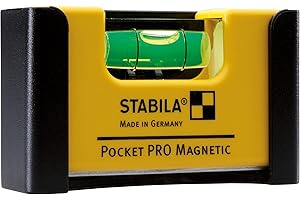 ‎STABILA STABILA Mini-Wasserwaage Pocket PRO Magnetic mit Gürtel-Clip, 7 cm, starker Seltenerd-Magnet, 1 Horizontal-Libelle, Made in Germany