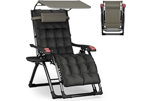 ATORPOK SHOP Zero Gravity Chair with Canopy Shade, Patio Folding Lounge Recliners, Anti Gravity Chair Lawn Patio with Cup Holder Accessory for Garden Beach Camping