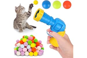 SSKHE Interactive Cat Toys - Ball Launcher with 100 Soft Pom Pom Balls for Indoor Cat Exercise and Training