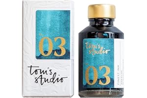Tom's Studio British made Fountain Pen Ink (50ml, Neptune Blue ink) | Glass Ink Bottle For Fountain Pen | Designed For Writing, Drawing and Doodling | Acid Free, Non Toxic and Vegan |