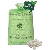 Produktbild von 400 Liter BIO Verpackungschips | Füllmaterial Aus Mais-/Kartoffelstärke | Biologisch Abbaubar & Kompostierbar | Weiß | Für Sicheren Versand