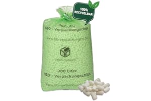 BB-Verpackungen 1x 300 Liter BIO-Verpackungschips BIG (1 Beutel) | antistatisches Füllmaterial, leichte Polsterchips und 100% biologisch abbaubar