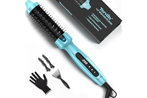 Terviiix Hot Hair Brush Ceramic Tourmaline Ionic Curling Brush, 32MM Volumizing Hot Thermal Brush Create Root Volume & Loose Curls, Digital Display 5 Temperatures Heated Brush Volumizer, Dual Voltage