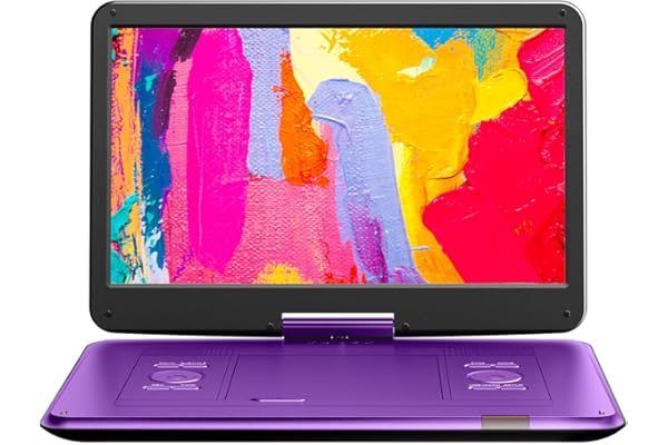 Yoton Lecteur DVD Portable de 17,5" avec Grand écran pivotant HD de 15,6", 6 Heures d'autonomie avec Batterie intégrée, Deux Haut-parleurs stéréo, Prend en Charge USB/Carte SD/synchronisation TV et
