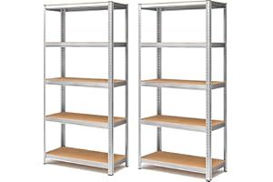 ‎BLUMIXX Blumixx 2X Schwerlastregal 180x90x40 mit 5 Böden – Tragkraft 875 kg pro Regal – Metall Steckregal mit MDF-Böden – Lagerregal für Keller, Werkstatt & Garage – stabil & höhenverstellbar