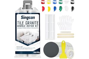 SINGSEN Kit Riparazione Piastrelle Granito Marmo, (Match Colore), Kit Riparazione Porcellana Impermeabile, Kit Riparazione Piastrelle per Marmo, Quarzo, Piastrelle, Resina, Acrilico, Granito e Altro