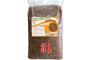 AMBIOPET Tierhelden getrocknete Mehlwürmer in 3L Abpackung, Protein- und fettreich, verfeinert und gesiebt, für Fische, Nager, Vögel, Reptilien, auch Koifutter oder Igelfutter