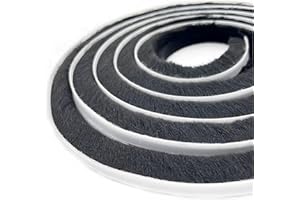 JITIFAZH Self-Adhesive Brush Weather Stripping, 5m(L) x 9mm(W) x15mm(T) Window Frame Seal Weatherstrip, Door Seal Strip Draught Excluder, Black