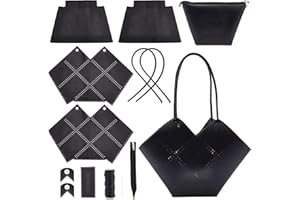 WADORN 12pcs Leather Handbag Making Set, PU Leather Knitting Crochet Bags Making Material for Beginners DIY Handbag Handmade Making All Accessories Purse Sewing Craft Stitch Kit, 39x27x7cm