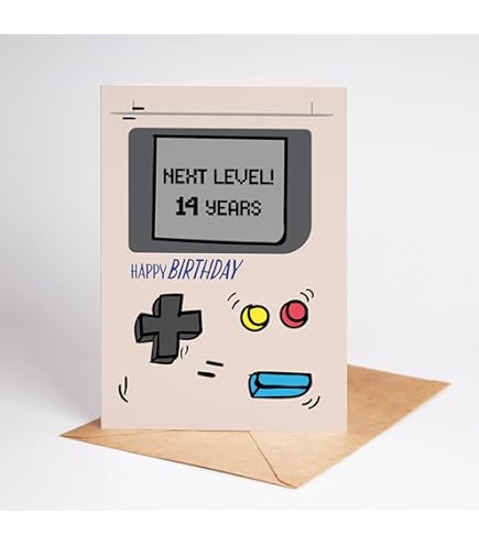 Twizler Carte D'anniversaire 14 Ans Pour Garçons – Carte D'anniversaire Pour Enfants De 14 Ans – Adolescent