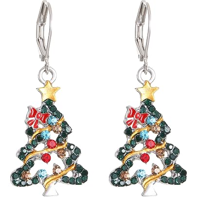 Aihua 3pcs4pcs Collane di Natale Smalto Albero di Natale Campana Babbo Natale Fiocco di neve Collana Pendenti per le donne Regali Set di gioielli alla moda  36