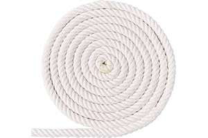 XINSHUNCAN Cotton Rope 15mm 10M,Natural White Thick 4 Strand Twisted Cotton Rope for DIY Craft,Wall Hanging,Plant Hangers,Macrame,Gardening,Knotting Decorative Projects