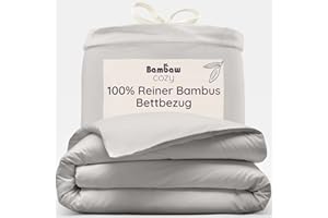 ‎BAMBAW Bambaw Bettwäsche 135x200 Bambus, Anti Milben Bettbezug, hautfreundlicher und kühlender Deckenbezug, atmungsaktive Bettwäsche, umweltfreundlicher Deckenbezug Allergiker (Grau)