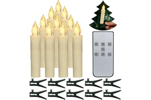 PChero Velas para arbol de Navidad, 10 Velas cónicas de batería parpadeantes sin llama LED con control remoto para la fiesta en el hogar Decoración de árboles de Navidad al aire libre en interiores