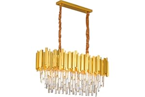 AHXIAOZN Lampadario di cristallo moderno,E14 x 10 luci Pendant a pendolo,Lampadario a Cristalli Rotondi,per la sala da pranzo, cucina, soggiorno, camera da letto, corridoio, caffè, bar(80 * 30 Cm,Oro)