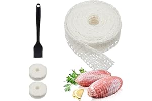 FCSNJH 2 Rollen rollbratennetz, schinkennetz, rouladenklammern, räuchernetz, fleischnetz, bratennetz, Weißes Räuchernetz Kaliber, Geeignet zum Braten von Fleischwurst -Inkl 1 Backpinsel(3M/Rollen)