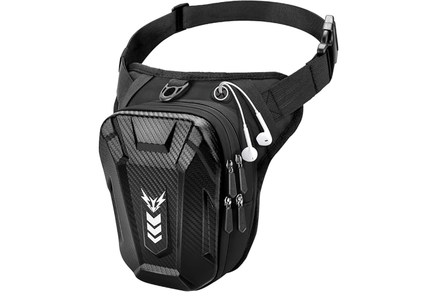 Rolgno Drop Leg Bag, [Expandable Storage] Motorcycle Leg Bag, EVA Hardshell Durable Hiking Waist Pack, Reflective Strip & Adjustable Strap, Hip Pouch for Men Women Cycling Running Traveling