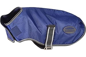 WeatherBeeta ComFiTec Windbreaker Free Deluxe Dog Coat, Dark Blue/Grey/White, 65cm