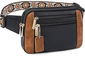 HKCLUF Gürteltasche Für Damen,Modische Umhängetasche Gürteltasche Für Damen/Herren,Hüfttasche Mit Verstellbarem Riemen(Schwarz Braun)